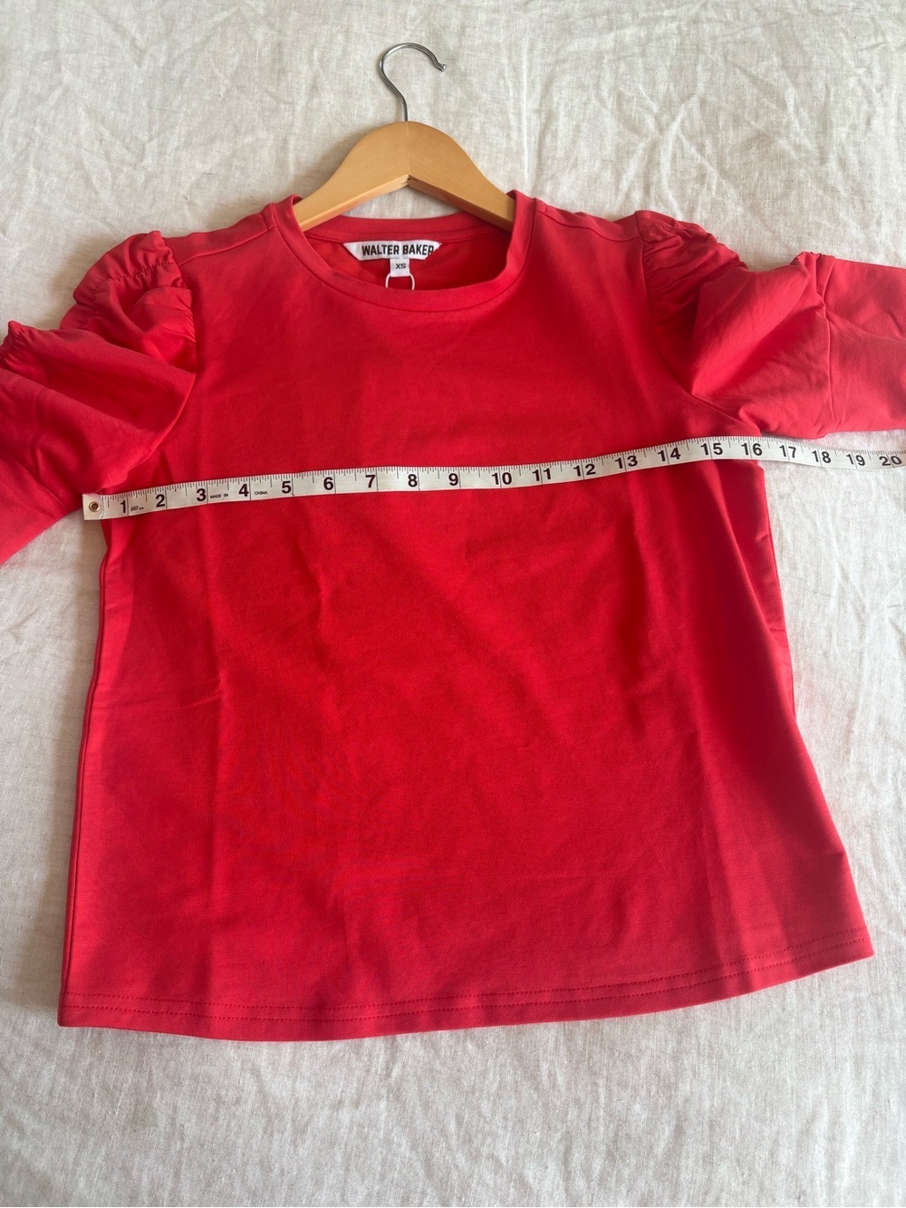 NWT Walter Baker Bright Red Skippy Puff-Sleeve Cotton Tee - Picture 6 of 8